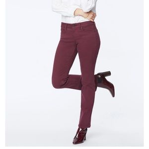 NYDJ Marilyn Straight Jeans Deep Merlot/Burgundy
